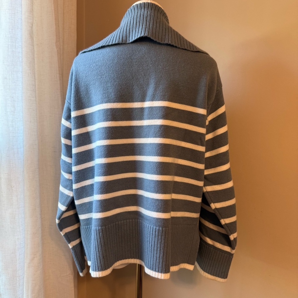 Maeve Striped Henley Pullover Sweater - Picture 3 of 5